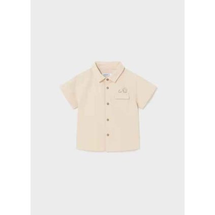 MAYORAL chlapčenská košeľa s krátkym rukávom - Cream (Veľkosť 86)