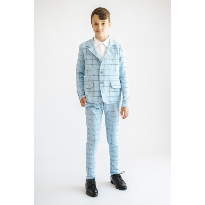 2 dielny bavlnený oblek/set sako+nohavice - Modrá (Veľkosť 152/158)