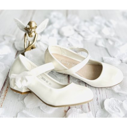 Biele dievčenské balerínky k 1sv.príjímaniu - Biela (Veľkosť 35)