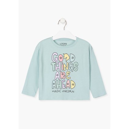Dievčenské tričko s dlhým rukávom - Mint (Veľkosť 92)