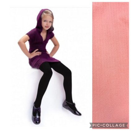 Detské vrúbkované pančuchy AGATKA 100den - Losos (Veľkosť 128/134)