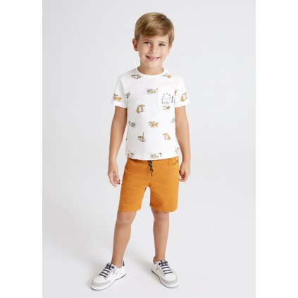 MAYORAL chlapčenské bermudy s gumičkou v páse 3259-019 orange - Oranžová (Veľkosť 116)