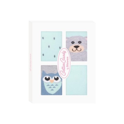 Detské ponožky 4 ks  - darčekové balenie - Tyrkysová (Veľkosť 17-19)