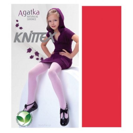 Detské vrúbkované pančuchy AGATKA 100den - Červená (Veľkosť 134/140)