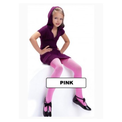 Detské vrúbkované pančuchy AGATKA 100den - Ružová (Veľkosť 122/128)