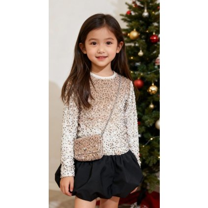 Dievčenské flitrované šaty s kabelkou (Veľkosť 152/158)