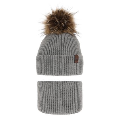 Chlapčenská zimná čiapka s nákrčníkom (Veľkosť 4-10 rokov, Farba Sivá)