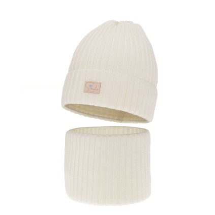 Dievčenská zimná čiapka s nákrčníkom (Veľkosť 2-5 rokov, Farba Cream)