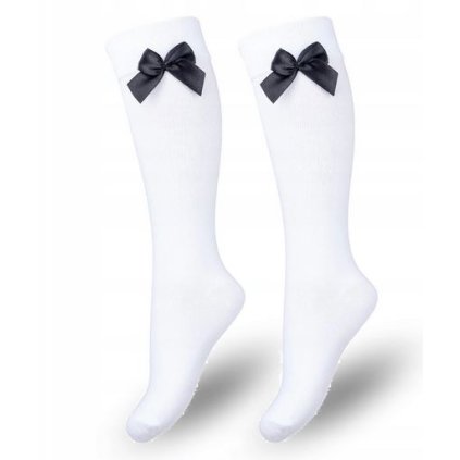 Dievčenské podkolienky s mašľou (Veľkosť 32-34, Farba Biela)