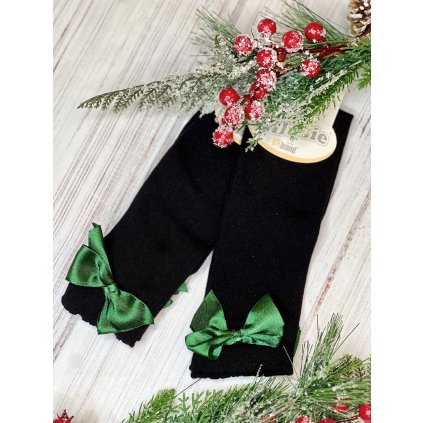 Dievčenské podkolienky s mašľou (Veľkosť 32-34, Farba Čierna)