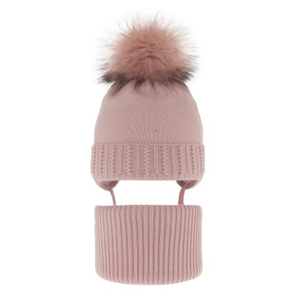 Dievčenská zimná čiapka s nákrčníkom (Veľkosť 1-3 roky)
