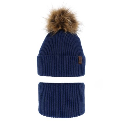 Chlapčenská zimná čiapka s nákrčníkom (Veľkosť 4-10 rokov, Farba Modrá)
