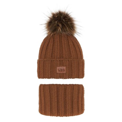 Chlapčenská zimná čiapka s nákrčníkom (Veľkosť UNI, Farba Hnedá)