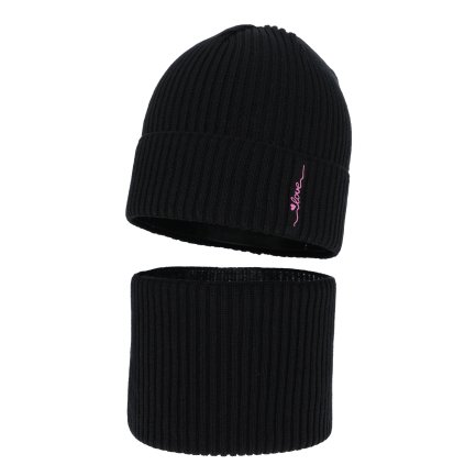 Prechodná dievčenská čiapka a nákčník - Čierna (Veľkosť 4-10 rokov)