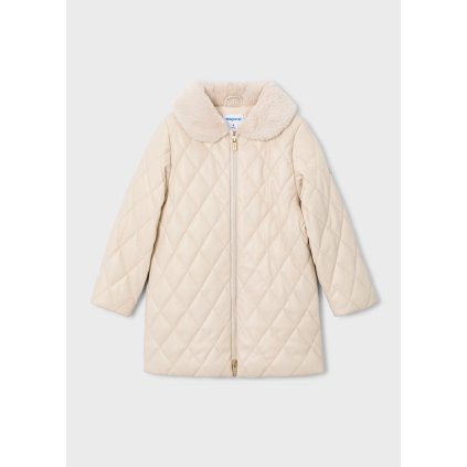 Exkluzívny dievčenský kožený kabát MAYORAL - Béžová (Veľkosť 140)