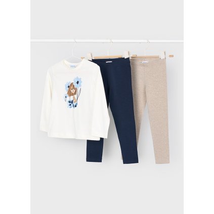 MAYORAL 3 dielny dievčenský set tričko + legíny - Mnohofarebné (Veľkosť 140)