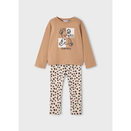 MAYORAL dievčenský set tričko + legíny - Béžová (Veľkosť 140)