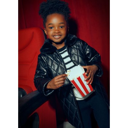 Exkluzívny dievčenský kožený kabát MAYORAL - Čierna (Veľkosť 134)