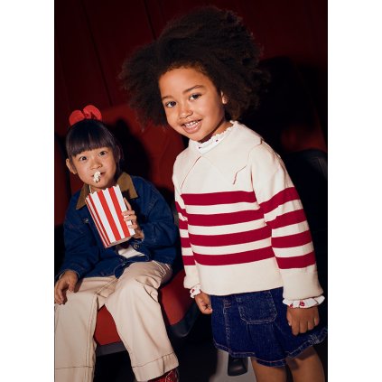 MAYORAL pletený dievčenský top - Červenobiela (Veľkosť 140)