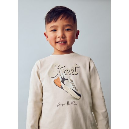 MAYORAL chlapčenské tričko s dlhým rukávom - Béžová (Veľkosť 140)