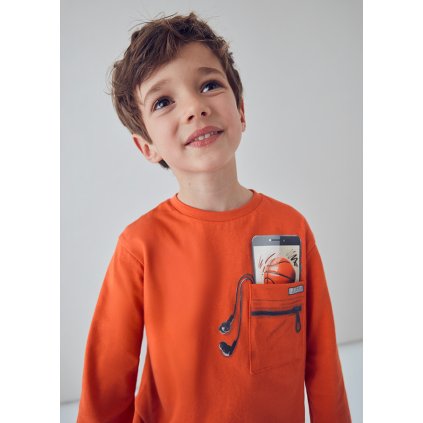 MAYORAL chlapčenské tričko s dlhým rukávom - Oranžová (Veľkosť 140)