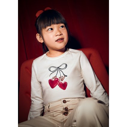 MAYORAL bavlnené dievčenské tričko + gumička - Biela (Veľkosť 140)