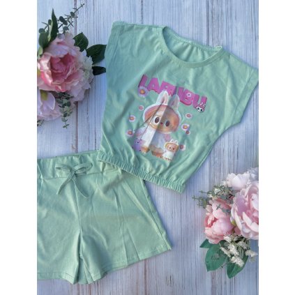2 dielny dievčenský letný set LABUBU - Zelená (Veľkosť 152/158)