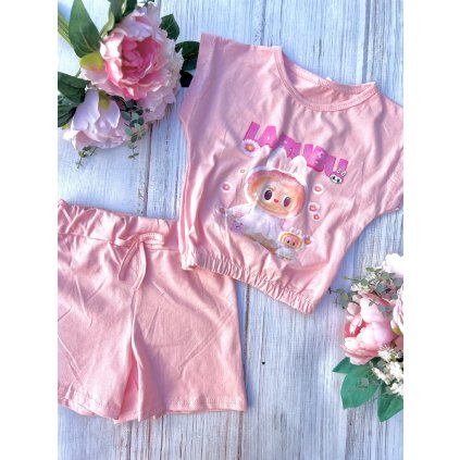 2 dielny dievčenský letný set LABUBU - Ružová (Veľkosť 152/158)