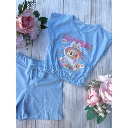 2 dielny dievčenský letný set LABUBU - Modrá (Veľkosť 152/158)