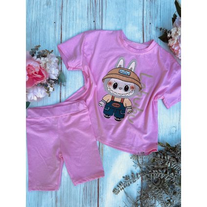 2 dielny dievčenský letný set LABUBU - Ružová (Veľkosť 110/116)