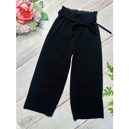 Dievčenské rozšírené plisované nohavice - Čierna (Veľkosť 116/122)