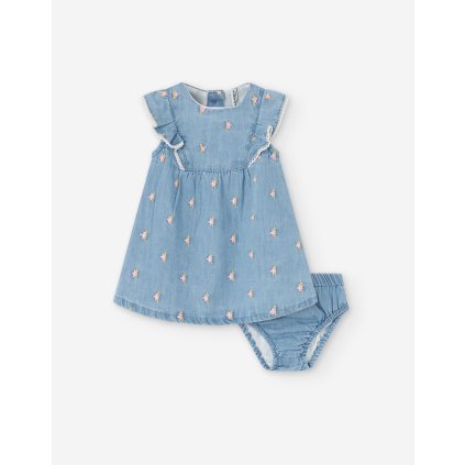 Dievčenské rifľové šaty tunika - Modrá (Veľkosť 80)