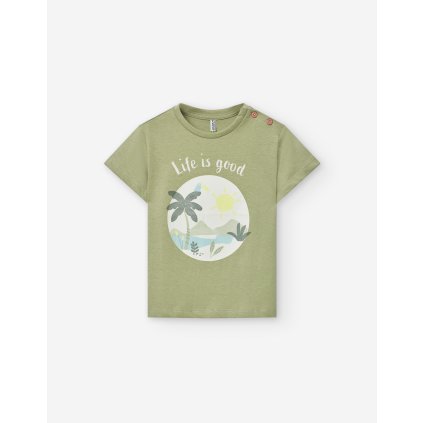 Chlapčenské bavlnené tričko krátky rukáv - Zelená (Veľkosť 86)