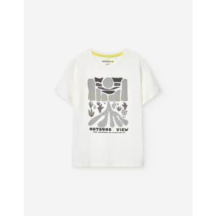 Chlapčenské bavlnené tričko krátky rukáv - Cream (Veľkosť 122)