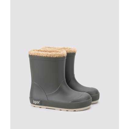 Detské zateplené barefoot gumáky IGOR - Zelená (Veľkosť 28)