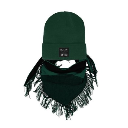 Prechodná dievčenská čiapka a nákčník - Zelená (Veľkosť UNI)