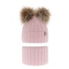 Dievčenská zimná čiapka s 2 brmbolcami a nákrčníkom (Veľkosť 2-5 rokov)