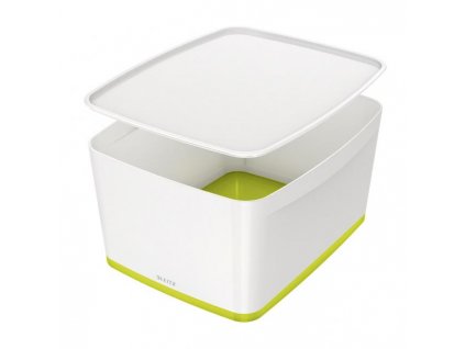 Úložný box s vekom Leitz MyBox, veľkosť L biela/zelená;;;