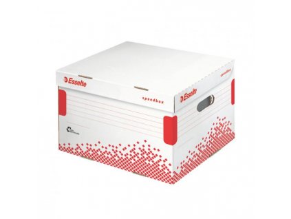 Archívna krabica Esselte Speedbox L so sklápacím vekom biela/červená 433×263×364 mm
