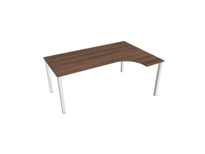 Pracovný stôl Uni, ergo, ľavý, 180x75,5x120 cm, orech/biela
