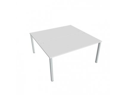 Pracovný stôl Uni, zdvojený, 160x75,5x160 cm, biela/sivá