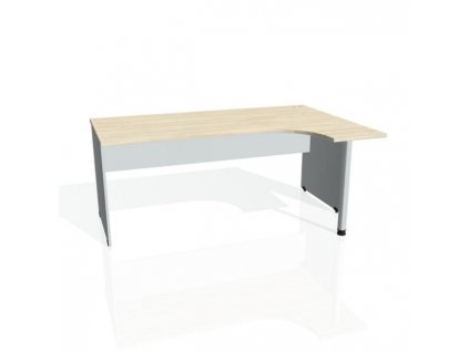 Pracovný stôl Gate, ergo, ľavý, 180x75,5x120 cm, agát/sivá