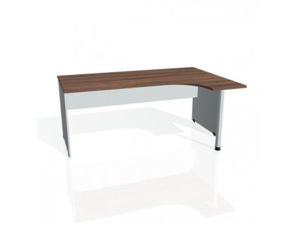 Pracovný stôl Gate, ergo, ľavý, 180x75,5x120 cm, orech/sivá