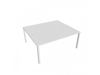 Pracovný stôl Uni, zdvojený, 180x75,5x160 cm, biela/biela