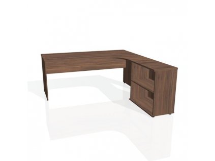Pracovný stôl Gate, ergo, ľavý, 180x75,5x200 cm, orech/orech