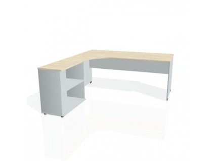 Pracovný stôl Gate, ergo, pravý, 180x75,5x200 cm, agát/sivá
