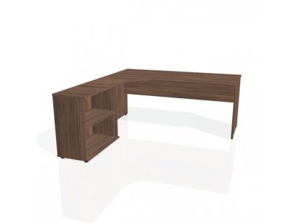 Pracovný stôl Gate, ergo, pravý, 180x75,5x200 cm, orech/orech