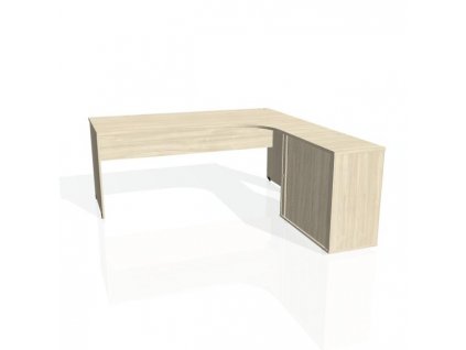 Pracovný stôl Gate, ergo, ľavý, 180x75,5x200 cm, agát/agát