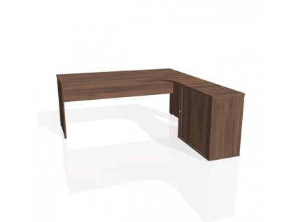 Pracovný stôl Gate, ergo, ľavý, 180x75,5x200 cm, orech/orech