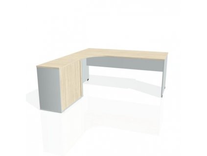 Pracovný stôl Gate, ergo, pravý, 180x75,5x200 cm, agát/sivá